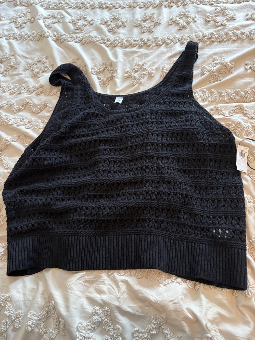 Old Navy Black Crochet Knit Tank - Sleeveless Scoop Neck - Picture 1 of 3